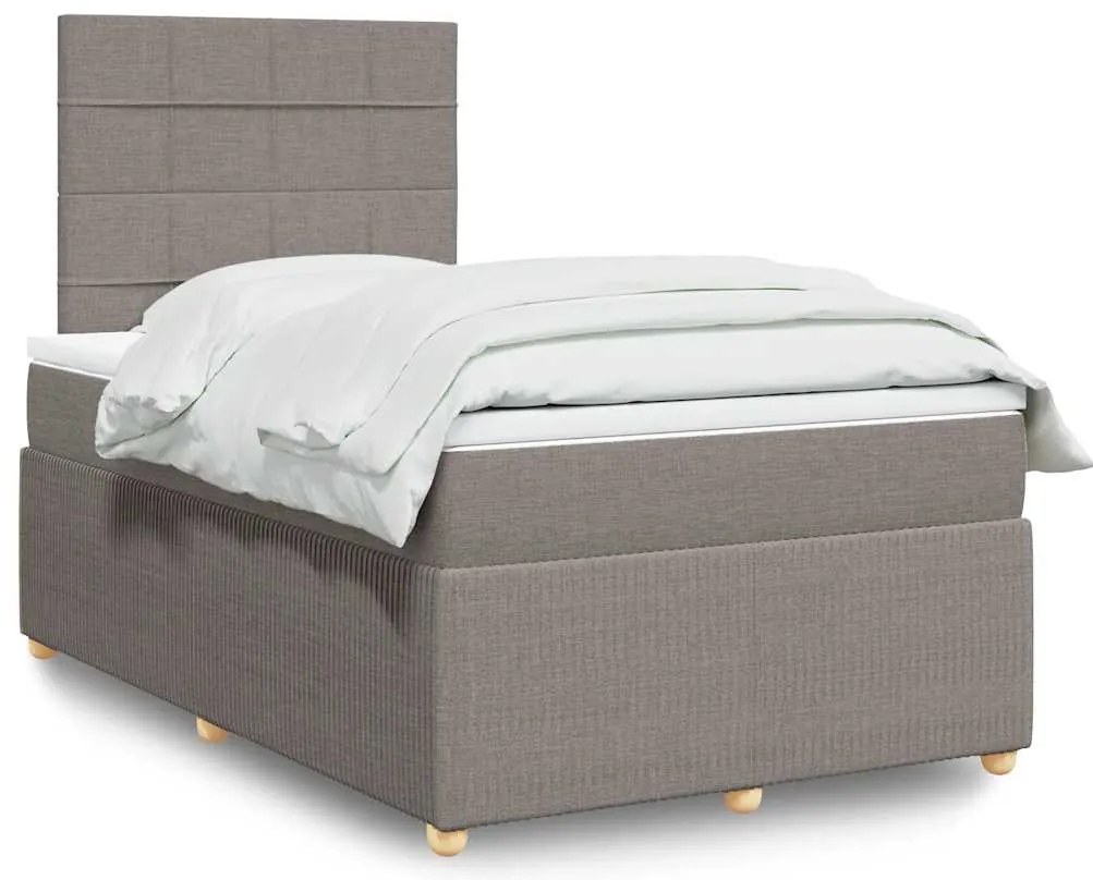 Cama boxspring c/ colchão 120x190cm tecido castanho-acinzentado