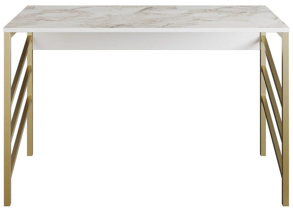 Secretária de Estudo Tuna – Dourado e Branco – 120 cm x 75 cm x 60 cm