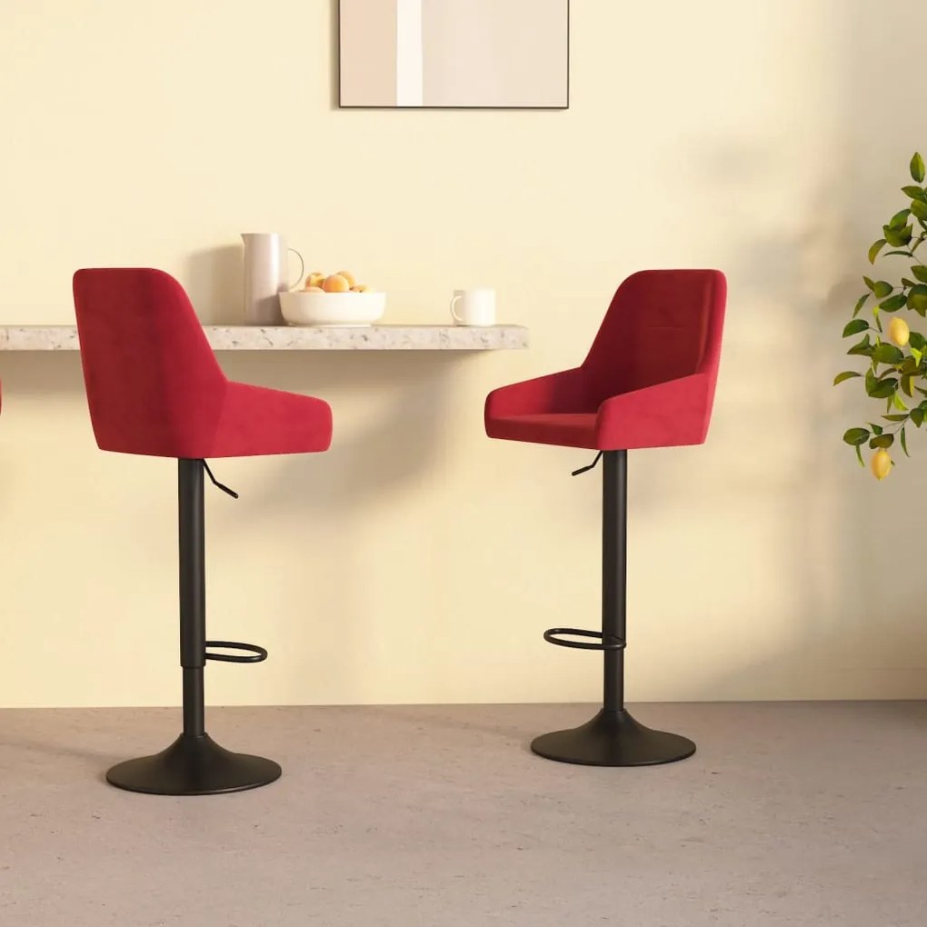 vidaXL Bancos de bar 2 pcs veludo vermelho tinto