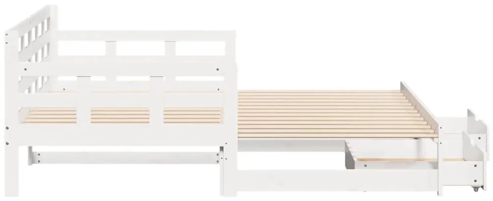 Sofá-cama com gavetão e gavetas sem colchão 90x200 cm branco