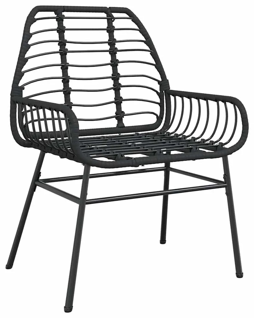 Conjunto de jantar jardim 7 peças vidro vime PE preto