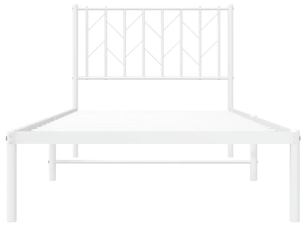 Estrutura de cama com cabeceira 90x190 cm metal branco