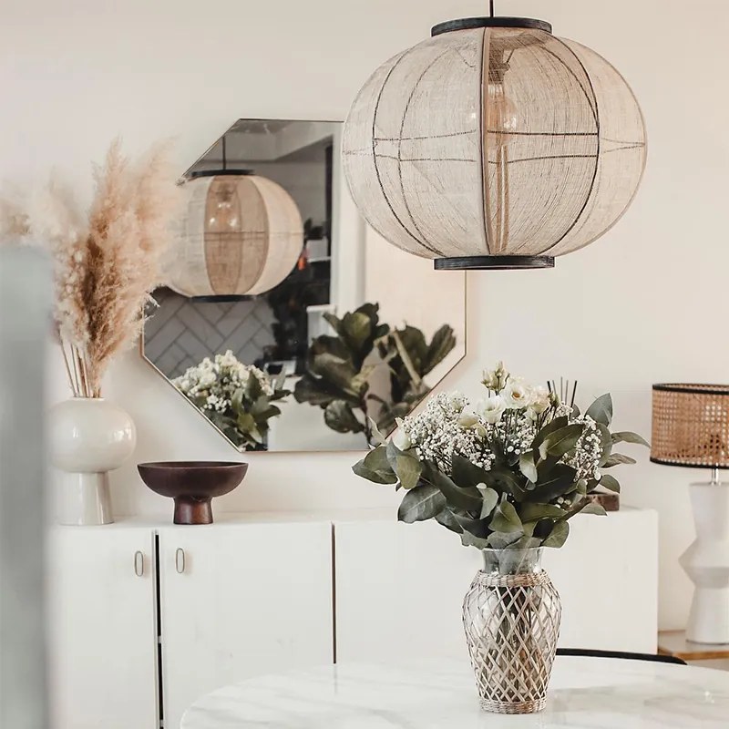 Candeeiro de suspensão oriental castanho 48 cm - Rob