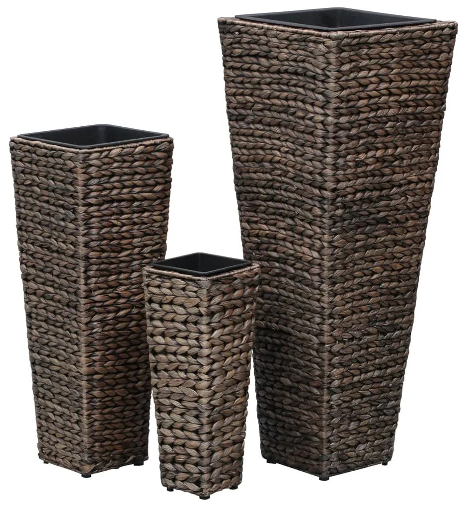 Vasos/floreiras 3 pcs jacinto de água castanho-escuro