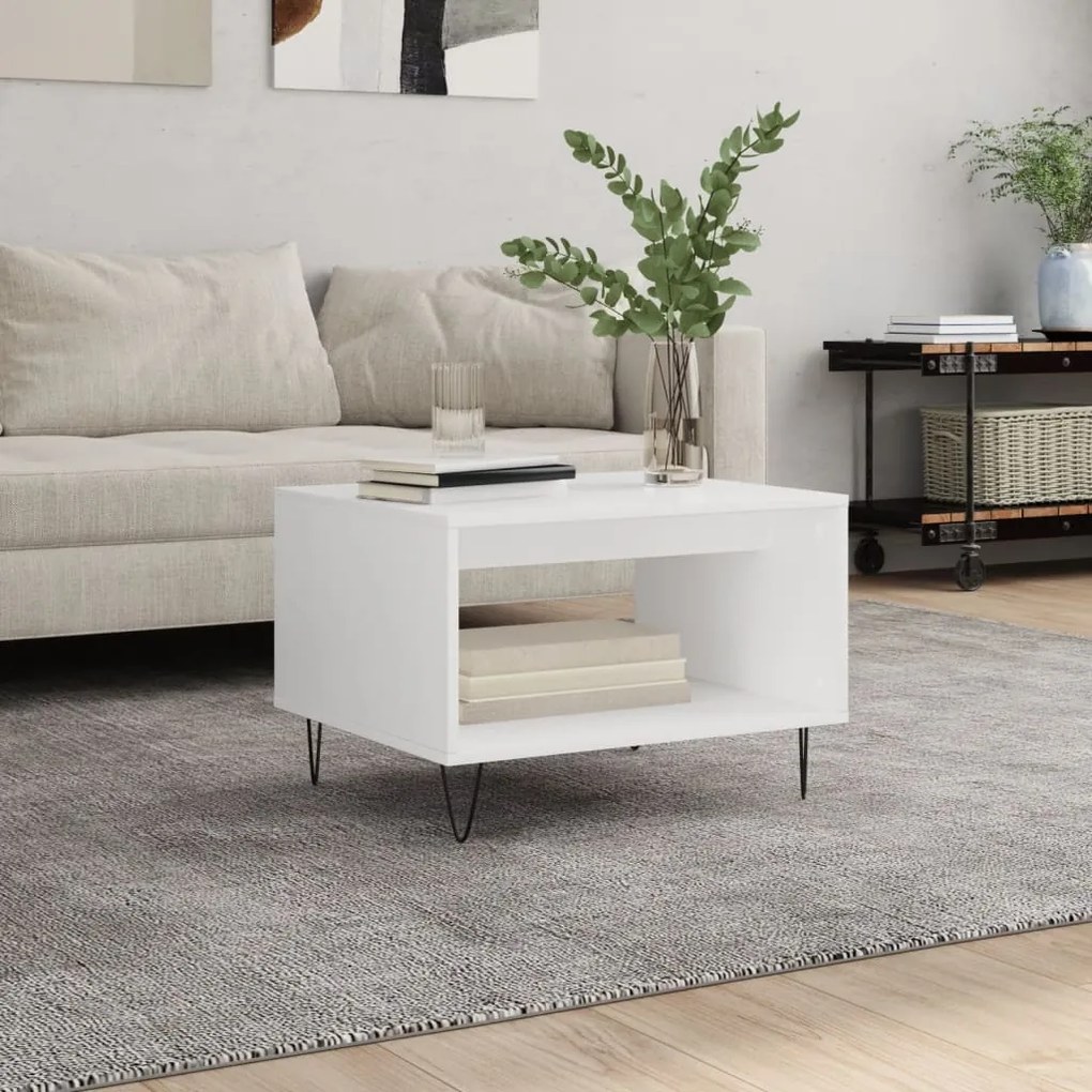 vidaXL Mesa de centro 60x50x40 cm derivados de madeira branco