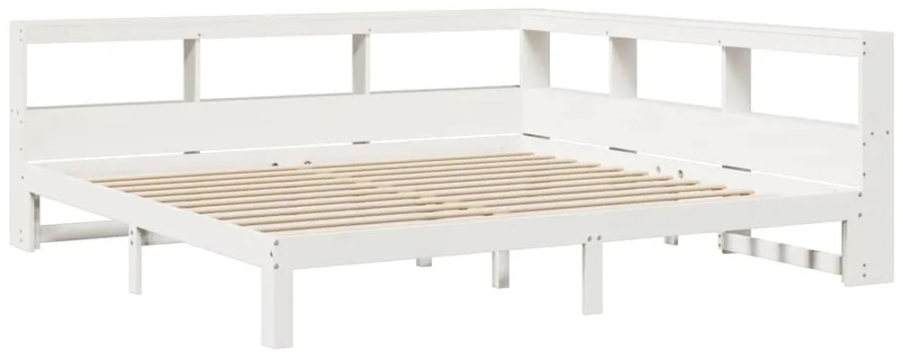 Cama com estante sem colchão 180x200 cm pinho maciço branco