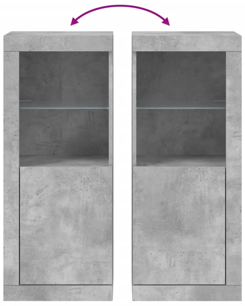 Aparador com luzes LED 41x37x100 cm cinzento cimento