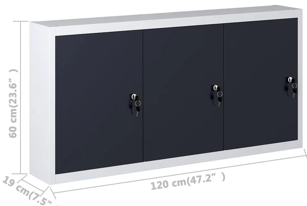 Armário ferramentas parede industrial metal cinzento e preto