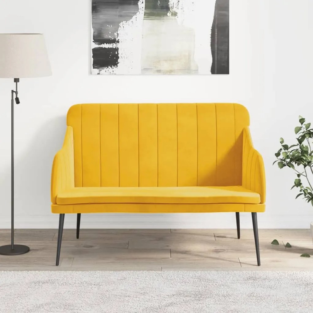 vidaXL Banco 110x76x80 cm veludo amarelo