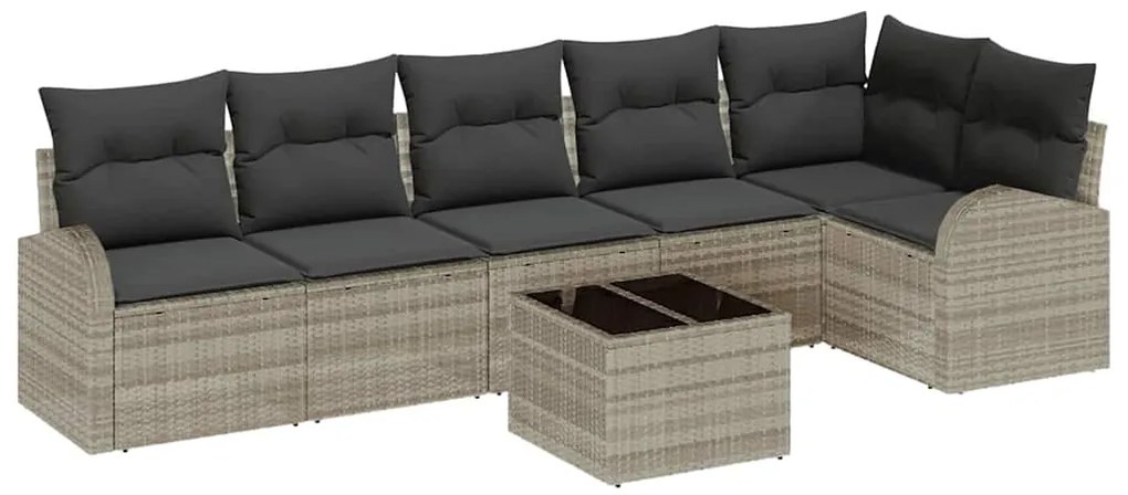 Conjunto de Sofá de Jardim de 7 Peças com Almofadas em Rattan Sintétic