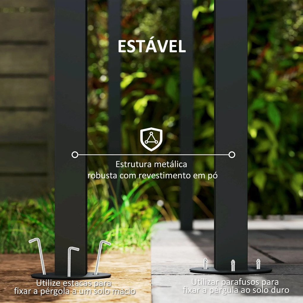 Pérgola de Parede 2,4x2,4 m Pérgola de Jardim com Teto Inclinado Prote