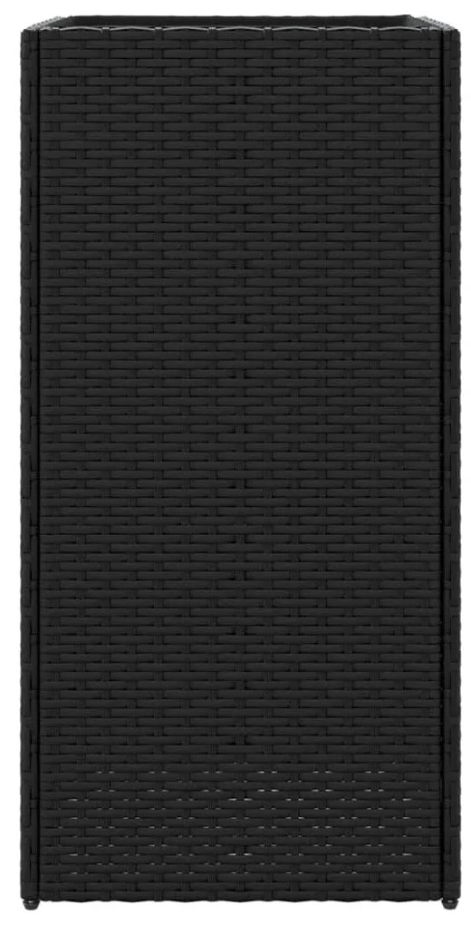 Vaso/floreira de jardim 40x40x80 cm vime PE preto