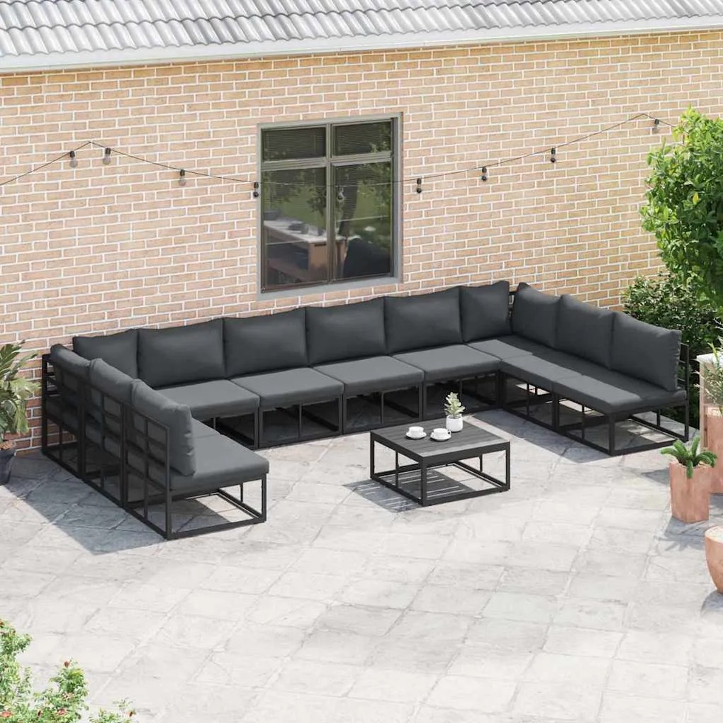 Conjunto de Sofá de Jardim 10 pcs Preto 423 x 211,5 x 71 cm