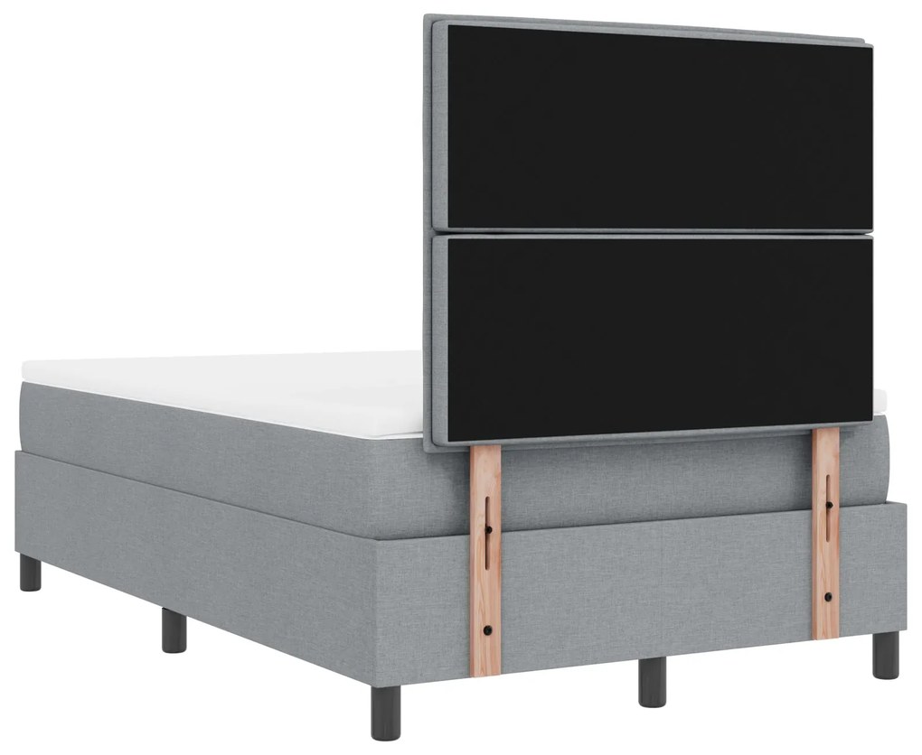 Cama Box com Colchão Cinza Claro 120x200 cm Tecido