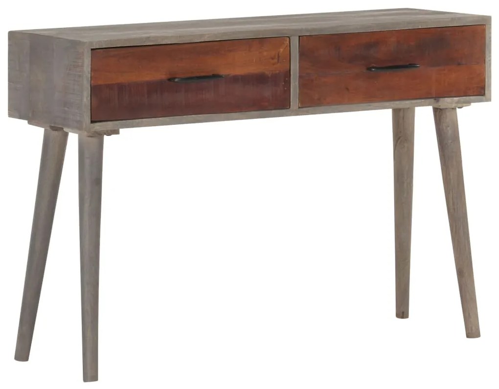 Mesa consola 110x35x75 cm mangueira maciça áspera cinzento