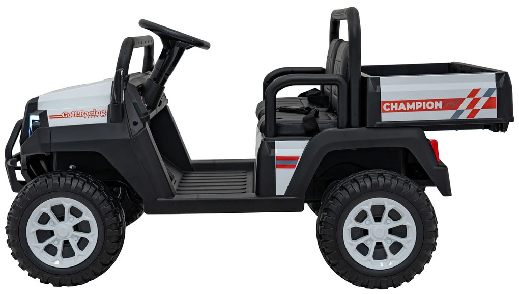 Jipe elétrico para Crianças 2 Lugares 24V Champion Rodas Espuma EVA, Assento couro ecológico Branco