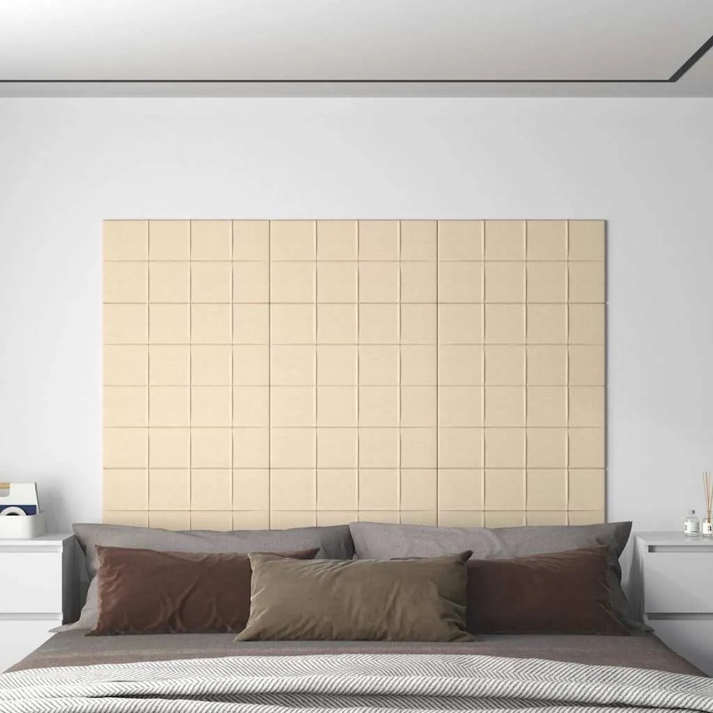 vidaXL Painel de parede 12 pcs 60x30 cm tecido 2,16 m² creme