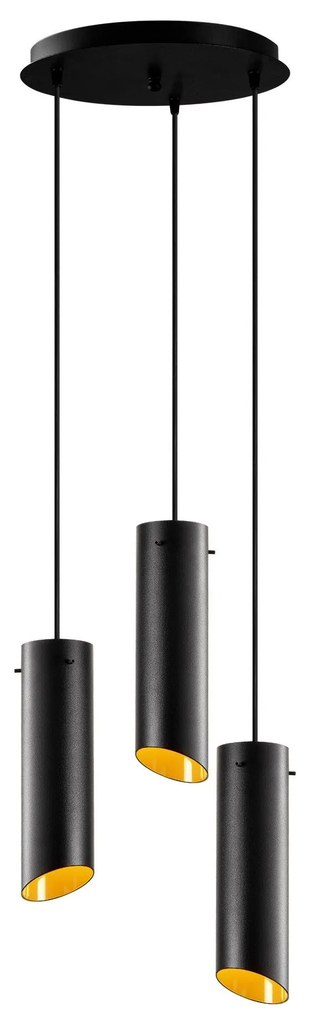 Candeeiro Chandelier Sivani – Preto e Amarelo – Diâmetro 35 cm, Altura