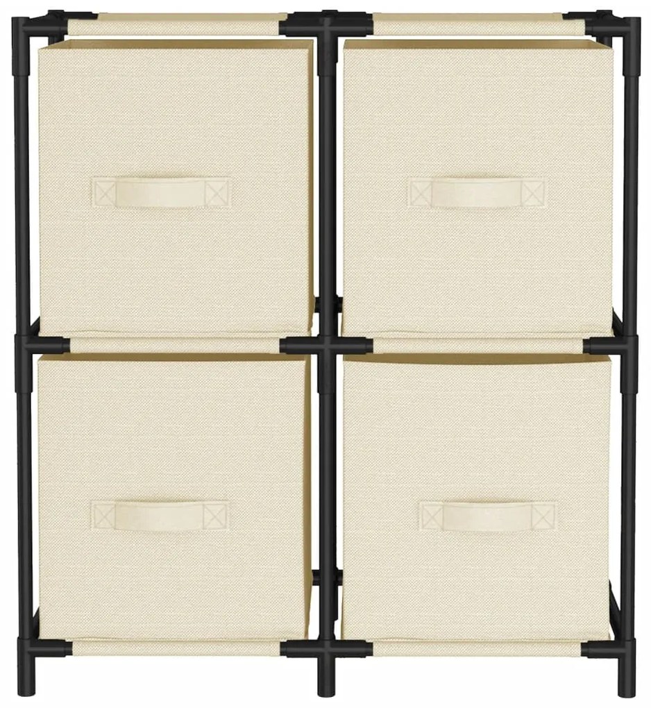 Armário de arrumação com 4 cestos tecido 63x30x71 cm aço creme