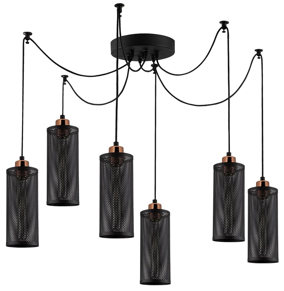 Candeeiro de Teto Amasra – Preto e Bronze – 130 x 10 cm