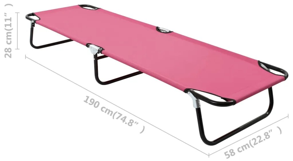 Espreguiçadeira dobrável aço rosa