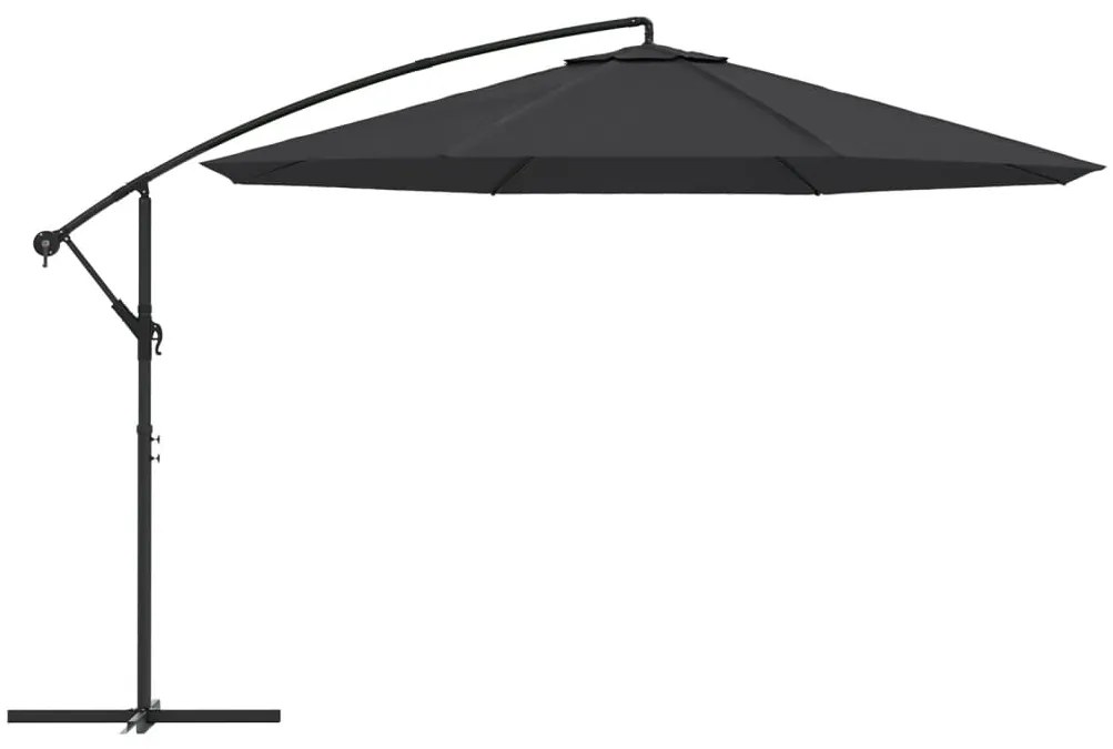Guarda-sol de jardim cantilever c/ poste alumínio 350 cm preto