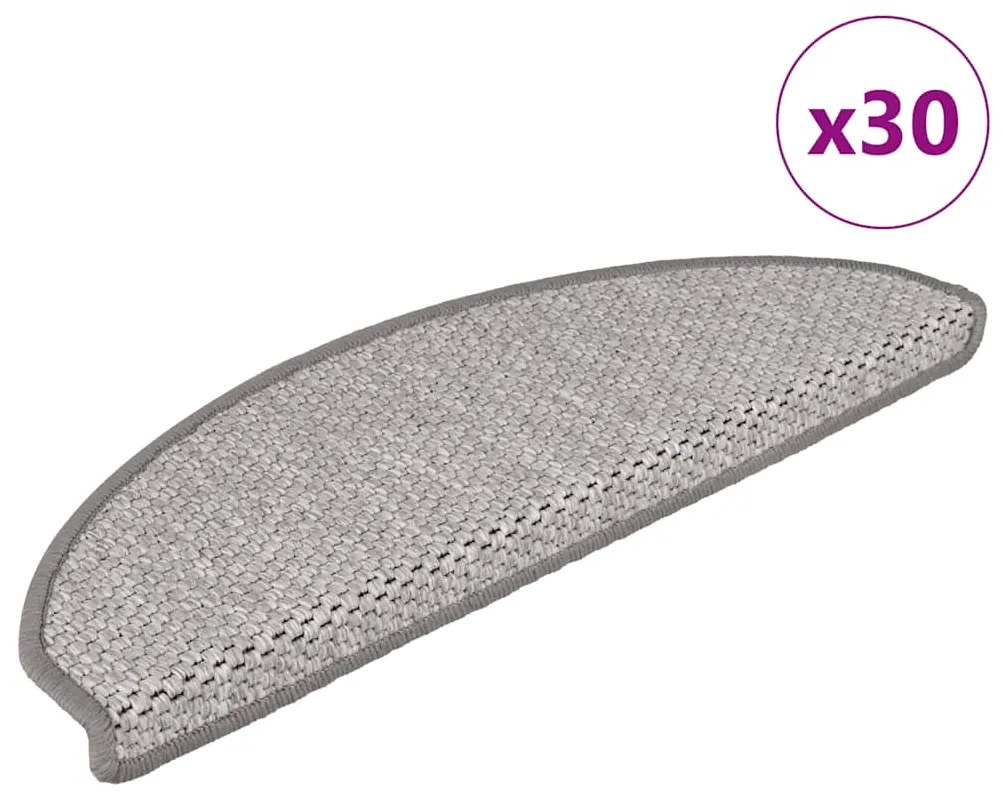 Tapetes escada adesivos aspeto sisal 30 pcs 65x21x4cm platina