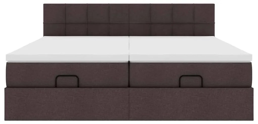 Estrutura de cama otomana com colchões tecido castanho escuro