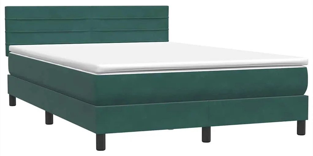 Box Cama primavera com Colchão Verde Escuro 140x210 cm Veludo