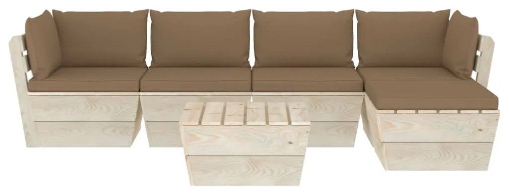 6 pcs conjunto lounge de paletes + almofadões madeira de abeto