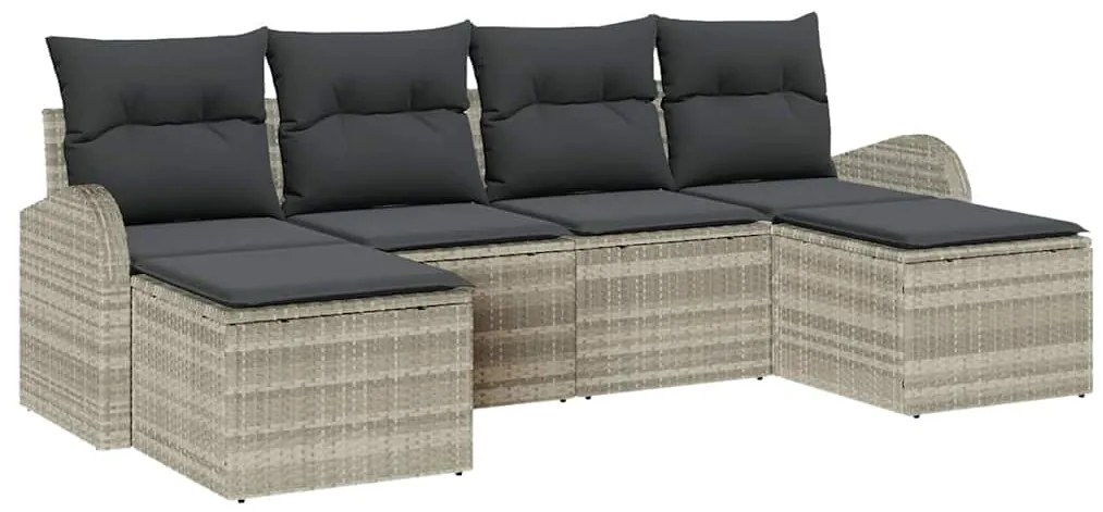 Conjunto de Sofás de Jardim vidaXL 6 Peças com Almofadas Cinza Claro e
