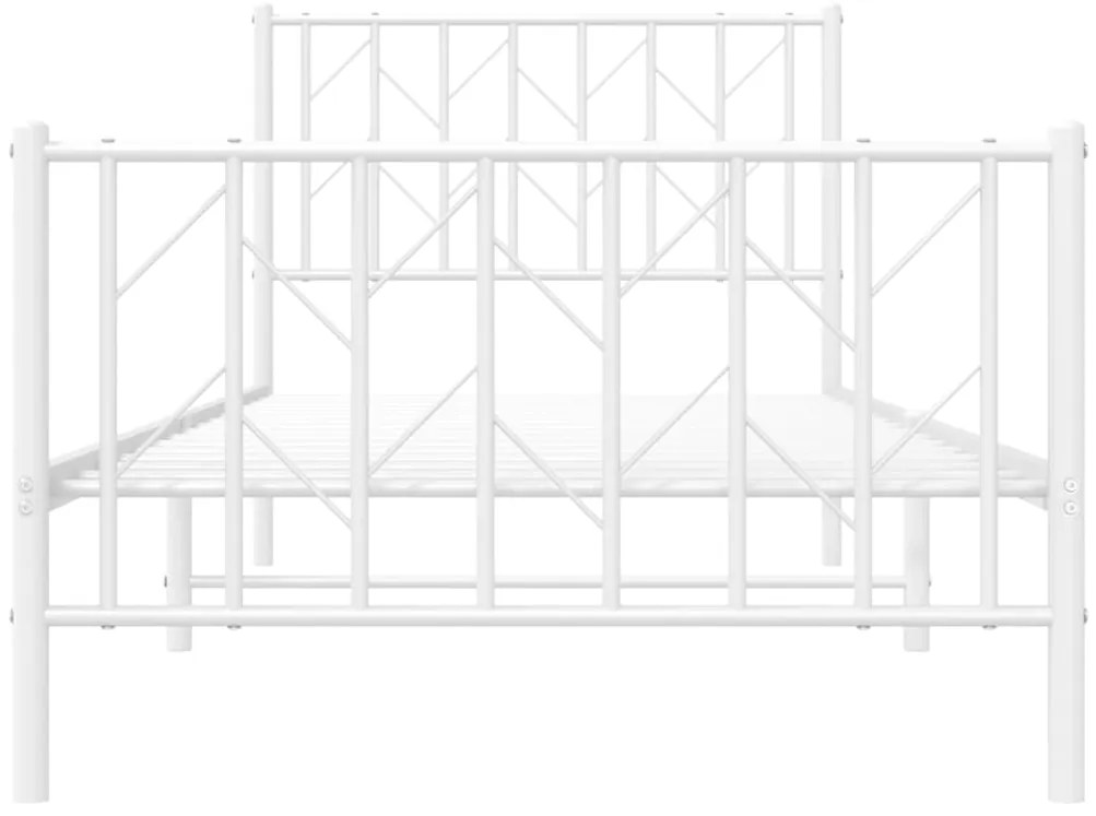 Estrutura de cama com cabeceira e pés 90x200 cm metal branco