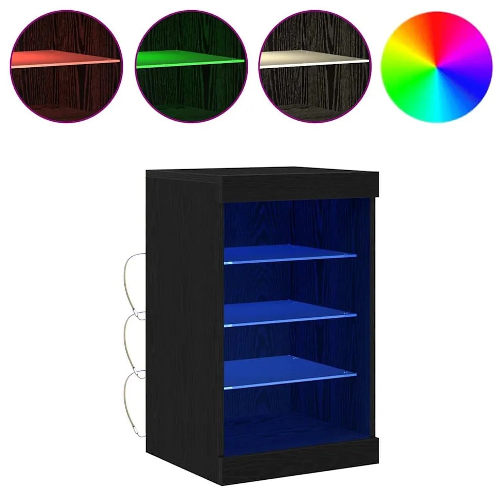 Buffet vidaXL com Luzes LED Carvalho Preto 41x37x67 cm