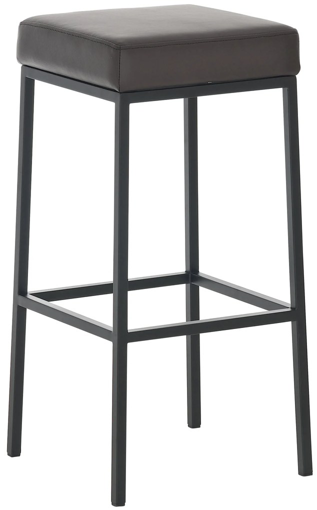 Banco de bar Montreal em couro sintético e com estrutura preta 37 x 78 x 37 cm Castanho