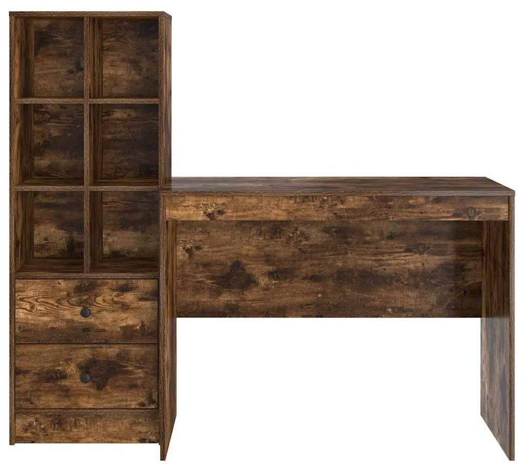 Mesa com Armazenamento Carvalho Fumado Madeira de Engenharia