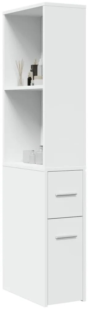 vidaXL Aparador de WC estreito com rodas derivados de madeira branco