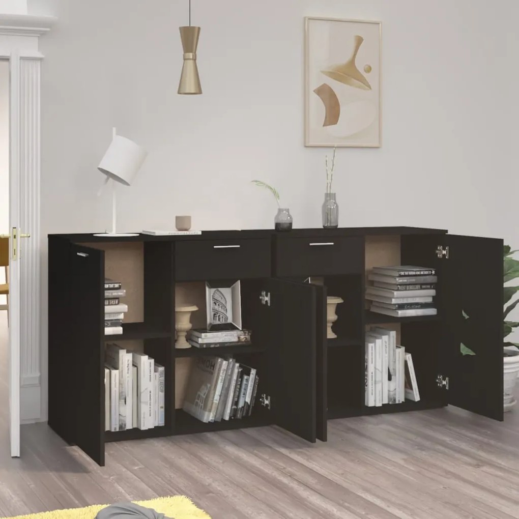 Aparador 160x36x75 cm contraplacado preto