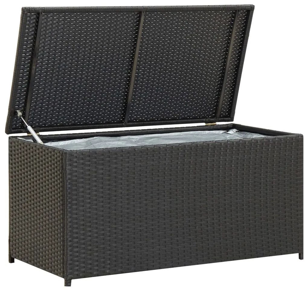 46471 vidaXL Caixa de arrumação para jardim 100x50x50 cm vime PE preto