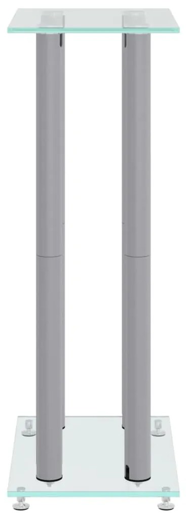 Suportes colunas 2pcs vidro temperado design 4 pilares prateado