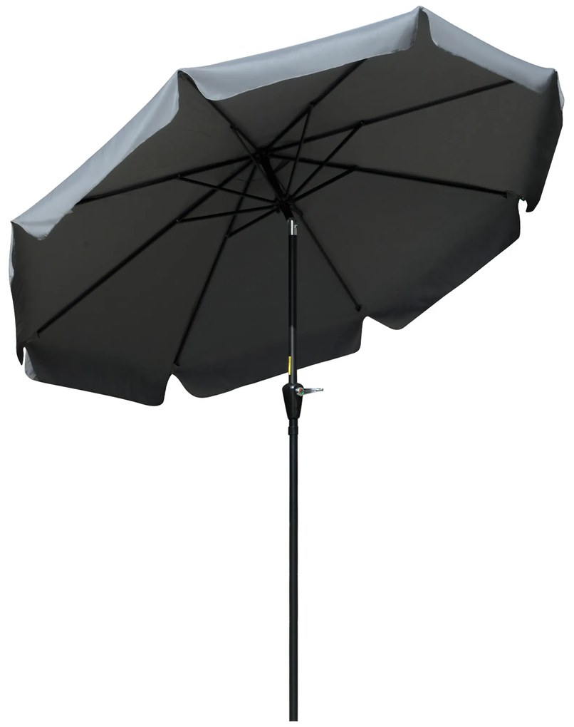 Outsunny Chapéu de Sol de Jardim Ø266x248,5 cm Proteção UV50+ Chapéu de Sol de Alumínio Inclinável com Teto de Ventilação Cinza Escuro