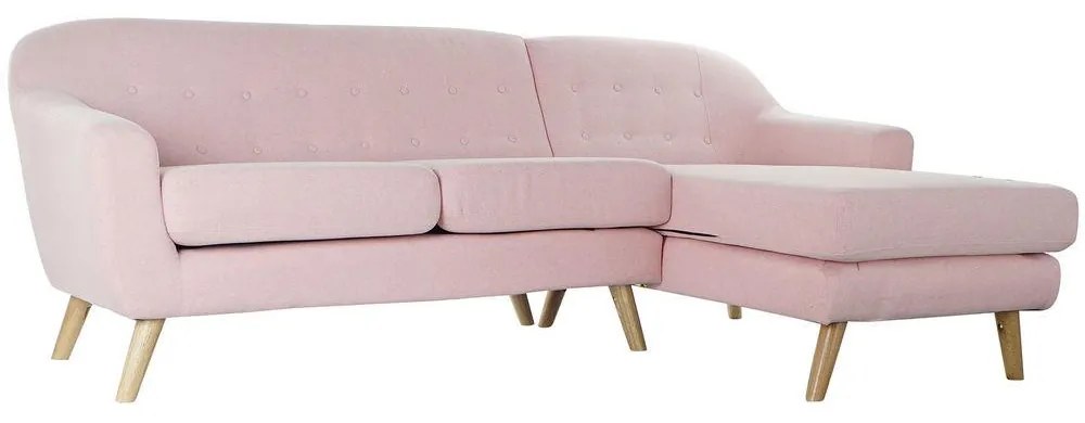 Sofá de 3 Lugares DKD Home Decor Poliéster Madeira da borracha Rosa Claro (226 x 144 x 84 cm)