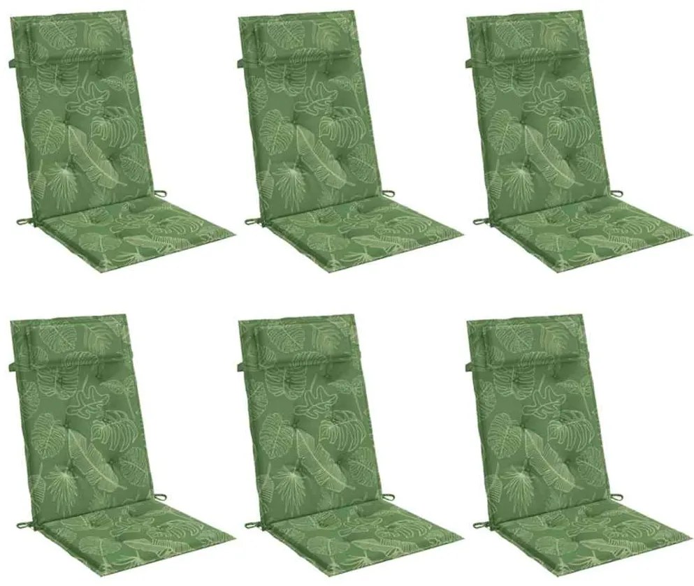 Almofadões p/ cadeira encosto alto 6 pcs tecido oxford folhas