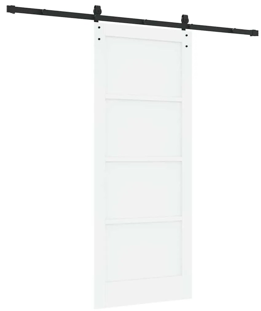 Porta Deslizante com Kit de Ferragens Branca 83x202 cm Madeira Sólida