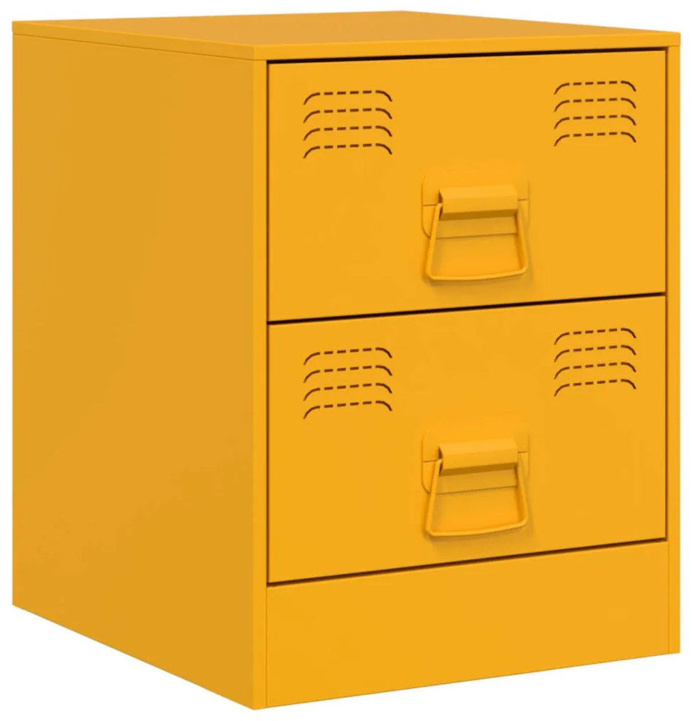 Mesas de cabeceira 2 pcs 34,5x39x44 cm aço amarelo