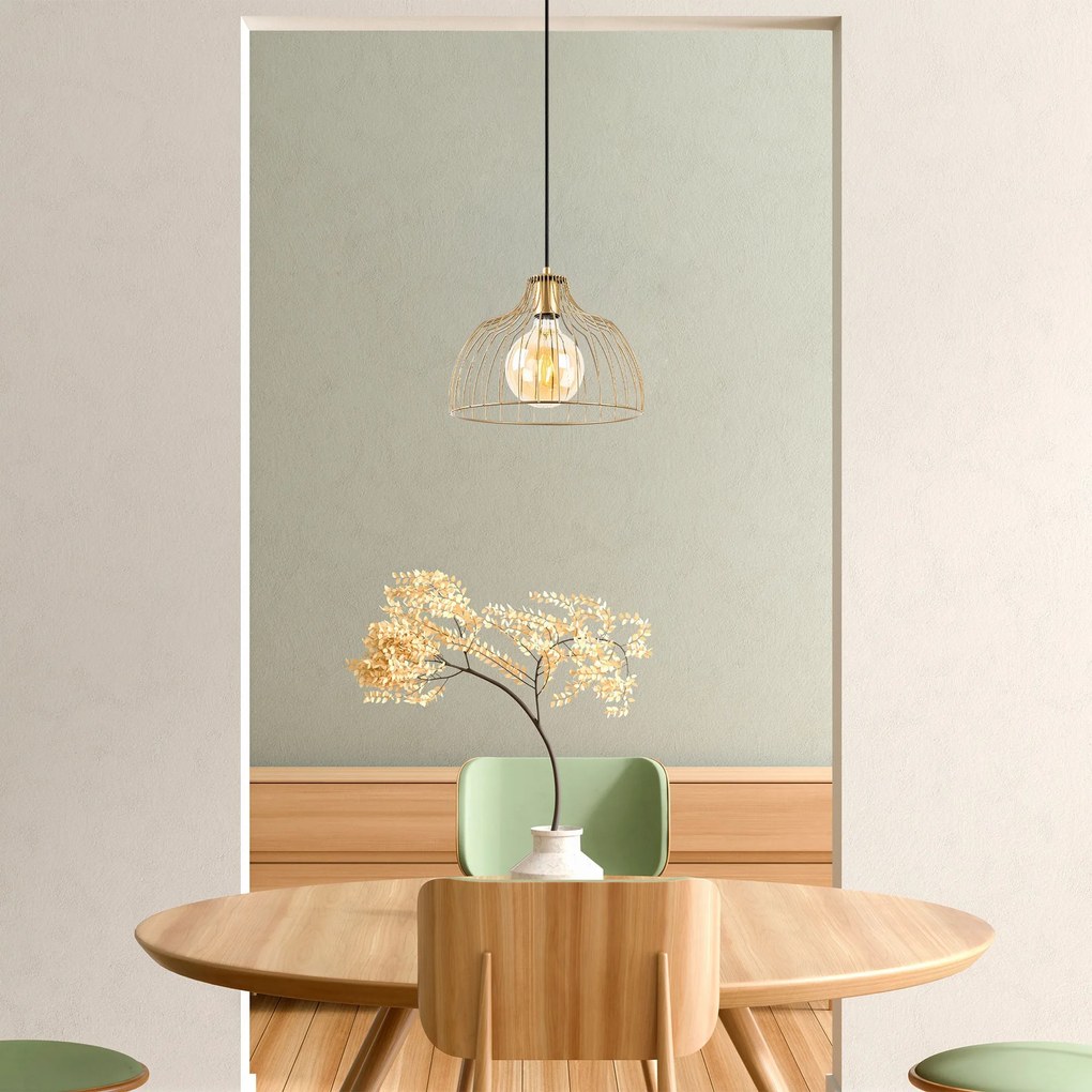 Candeeiro Chandelier Kozan – Ouro Brilhante – 28 x 28 x 126 cm