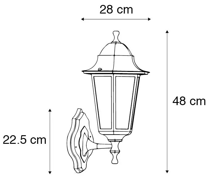 Lanterna de parede exterior preta com sensor de movimento IP44 - New Orleans up