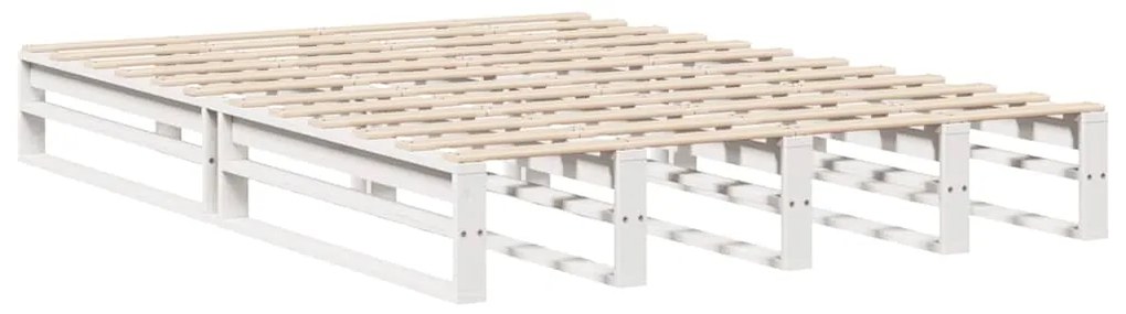 Cama sem colchão 150x200 cm madeira de pinho maciça branco