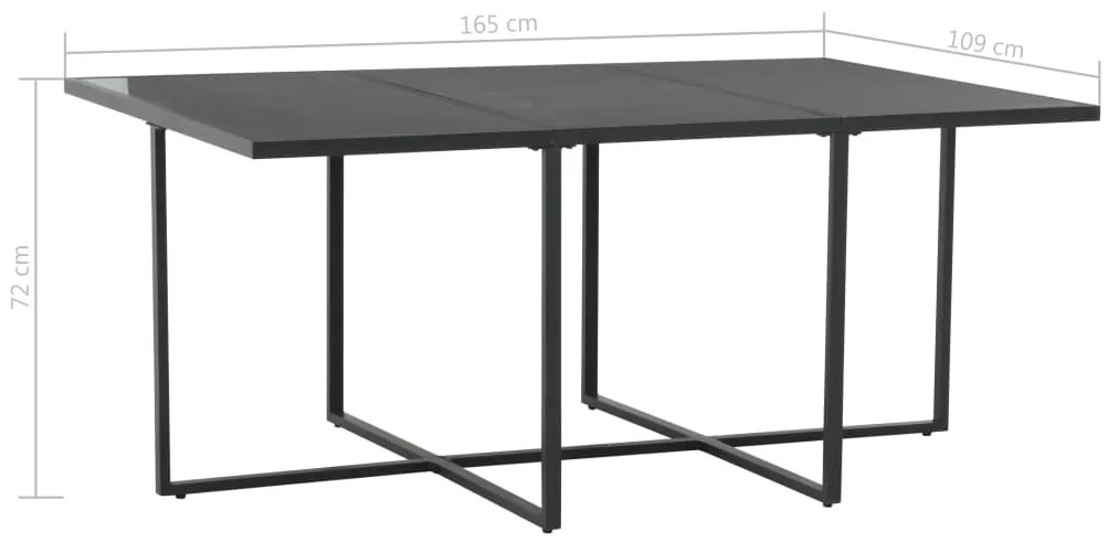 7 pcs conjunto jantar exterior com almofadões vime PE preto