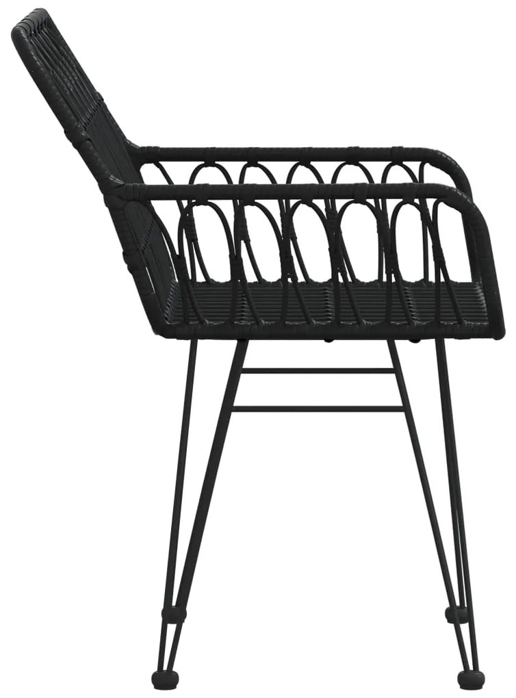 Cadeiras jardim c/ apoio braços 2 pcs 56x64x80 cm vime PE preto