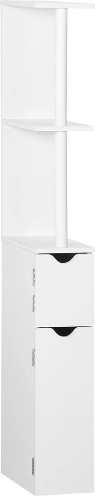 Coluna Casa de Banho com 2 Portas e 2 Prateleiras Armário Alto para Casa de Banho Estilo Moderno 15,2x29,8x118cm Branco
